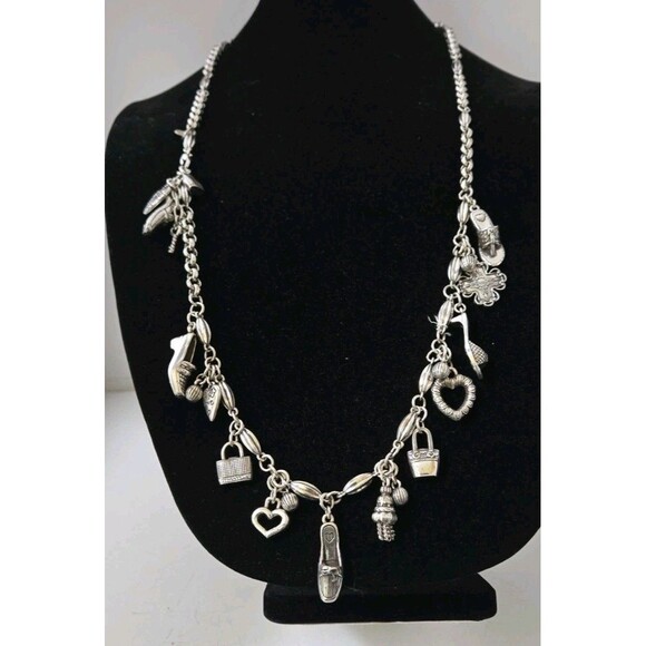 Brighton Silver-tone Shoes, Purse, Charm 37" Long Statement Necklace Retired - Picture 1 of 16
